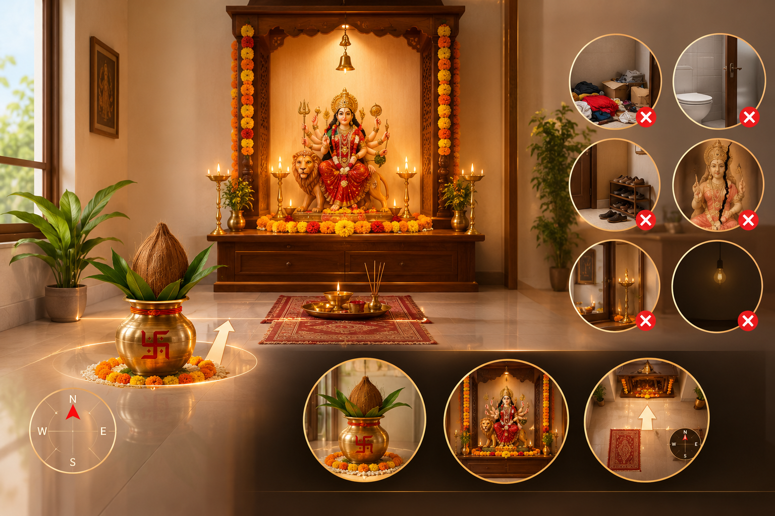 navratri pooja room direction guide